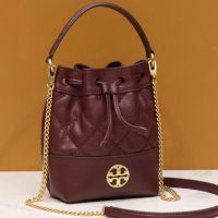 Tory ผู้หญิง TB 87293 Burch Bucket BagKSKUENDUJEE กระเป๋าหนังสะพายไหล่ของแท้