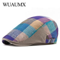 Wuaumx Sprin ฤดูร้อน Berets Ats สำหรับผู้หญิงผู้ชาย Multicolor ลายสก๊อต Errinbone หมวก Duckbill Newsboy หมวกดีบุก Cabbie Ivy แบน At