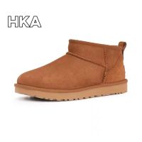 HKA Real Sheepskin Wool Low-cut Warm Fur Shoes Snow Boots Man and Women Platform Boots Winter Short Boots Fur for Ladies