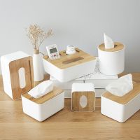 Japanese bamboo tissue box creative contracted sitting room household paper napkin box remote control to receive roll holder