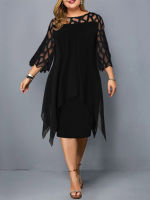 Plus Size Dresses 4XL 5XL 6XL Lace Mesh y Elegant Midi Party Dress Red Black Green Purple Loose Hellow Womens Clothing