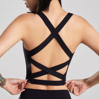 Back CROSS YOGA s for Women Sports Underwear GYM Push-up Sports Fitness Vest Street Crop TOP shock-proof lette femall กำหนดค่า...