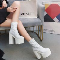 R Fashion Casual Round Toe Thick Heel Boots Women