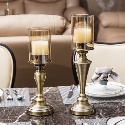 【CW】European Style Metal Glass Candle Holder Home Accessories Decoration Living Room Decoration Candela Wedding Centerpieces