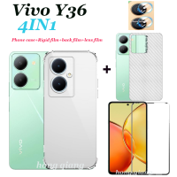 (4in1) เหมาะสำหรับ Vivo Y36 Y21 Y33S Y15A Y15S เคสโทรศัพท์โปร่งใส Tecno Pova Neo เคสโทรศัพท์โปร่งใส + ฟิล์มเสริมแบบเต็มหน้าจอ + ฟิล์มด้านหลัง + ฟิล์มเลนส์