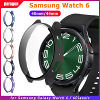 กระจกเทมเปอร์ + ฝาครอบ PC สำหรับ Samsung Galaxy Watch 6,44มม. 40มม. อุปกรณ์เสริมทั้งหมดเคสกันกระแทกป้องกัน Galaxy Watch 6