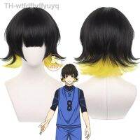 【hot】✗♨  Anime azul bloqueio bachira megurus peruca cosplay preto cabelo amarelo tigela corte equipe z no.8 jogador de futebol bob halloween acessório homem