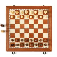 QueenSide Magnetic Wooden Chess Set with Folding Chess Board &amp; Staunton Chess Pieces, 2 Extra Queens, Portable(ชุดหมากรุก)