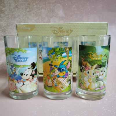 แก้วน้ำ Disney FAN Glass Set Minnie Mouse / Lilo &amp; Stitch / Baby Bunny and Deer ลายการ์ตูนลิขสิทธิ์แท้จากญี่ปุ่น