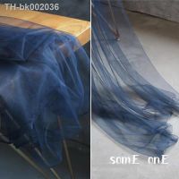 ✗ 1 Meter Soft Mesh Tulle Fabric Dark Blue DIY Background Decor Summer Skirt Scarf Headdress Veil Wedding Dress Designer Fabric