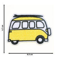 JPatch - รถแวนสีเหลือง ท่องเที่ยว ทริป เดินทาง แคมป์ปิ้ง  ตัวรีดติดเสื้อ อาร์มรีด อาร์มปัก มีกาวในตัว การ์ตูนสุดน่ารัก งาน DIY Embroidered Iron/Sew on Patches