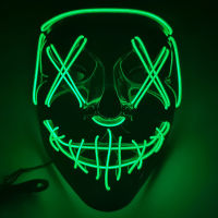 Jingg Halloween LED Mask PARTY แสงสีผสมหน้ากากเรืองแสงในหน้ากากคอสเพลย์สีเข้ม