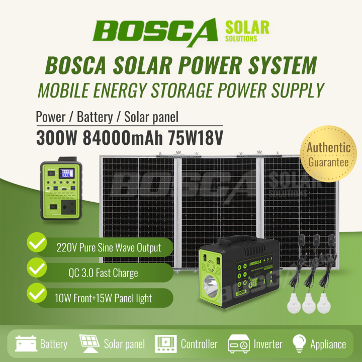 BOSCA 300W Solar Power System AC220V Complete SET Multifunctional ...