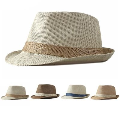 [hot]Mens Sunscreen Jazz Hats Mens Outdoor Beach Hats Sun Hats Womens Small Top Straw Hats