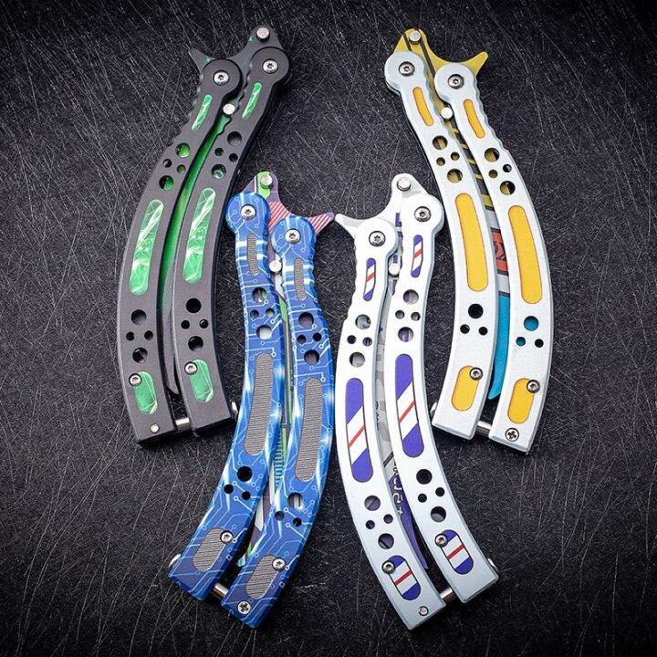 balisong-มีดควง-มีดบาลิซอง-มีดซ้อม-ไร้คม-สำหรับฝึกควง-skeleton-imp-พร้อมซอง