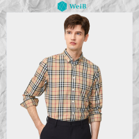 WeiB เสื้อเชิ้ตแขนยาวลําลอง เข้ารูป ลายทาง สไตล์นักธุรกิจ แฟชั่นสําหรับผู้ชาย