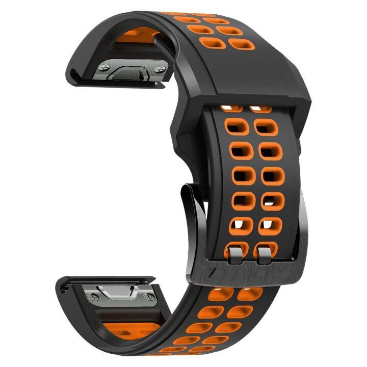 สำหรับ7x-garmin-fenix-ทำจากซิลิโคนสองรูขนาด26มม-สายนาฬิกาข้อมือแบบปลดออกได้อย่างรวดเร็ว-สีส้มดำ