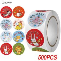 100-500pcs 1inch Cartoon Animal Children Sticker Label Thank You Cute Toy Game Sticker DIY Gift Sealing Label Decoration Supp Stickers Labels