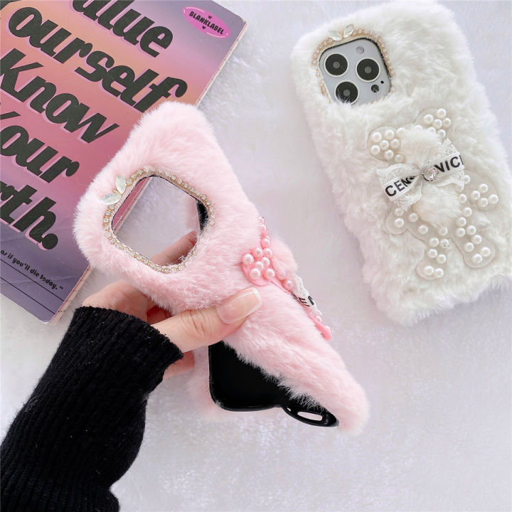 สำหรับ-samsung-galaxy-a11-a21-a21s-a31-a51-a71-5g-furry-bear-case-น่ารักหมีของเล่น-มุกหรูหรา-girly-กรณีกลับ-แฟชั่น-faux-fur-plush-fluffy-ป้องกันยืดหยุ่น-shell-ตุ๊กตาการ์ตูน