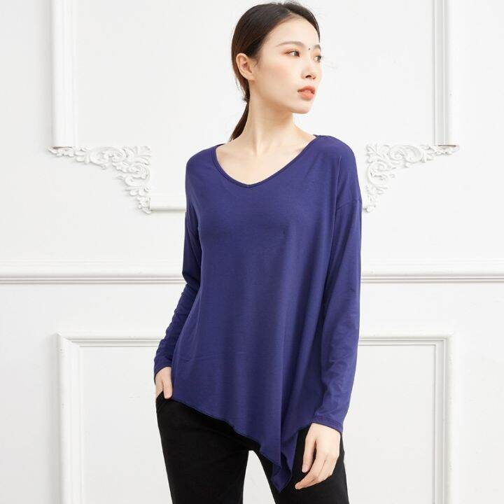 welfare-modern-dance-clothes-v-neck-irregular-loose-lazy-dance-blouse