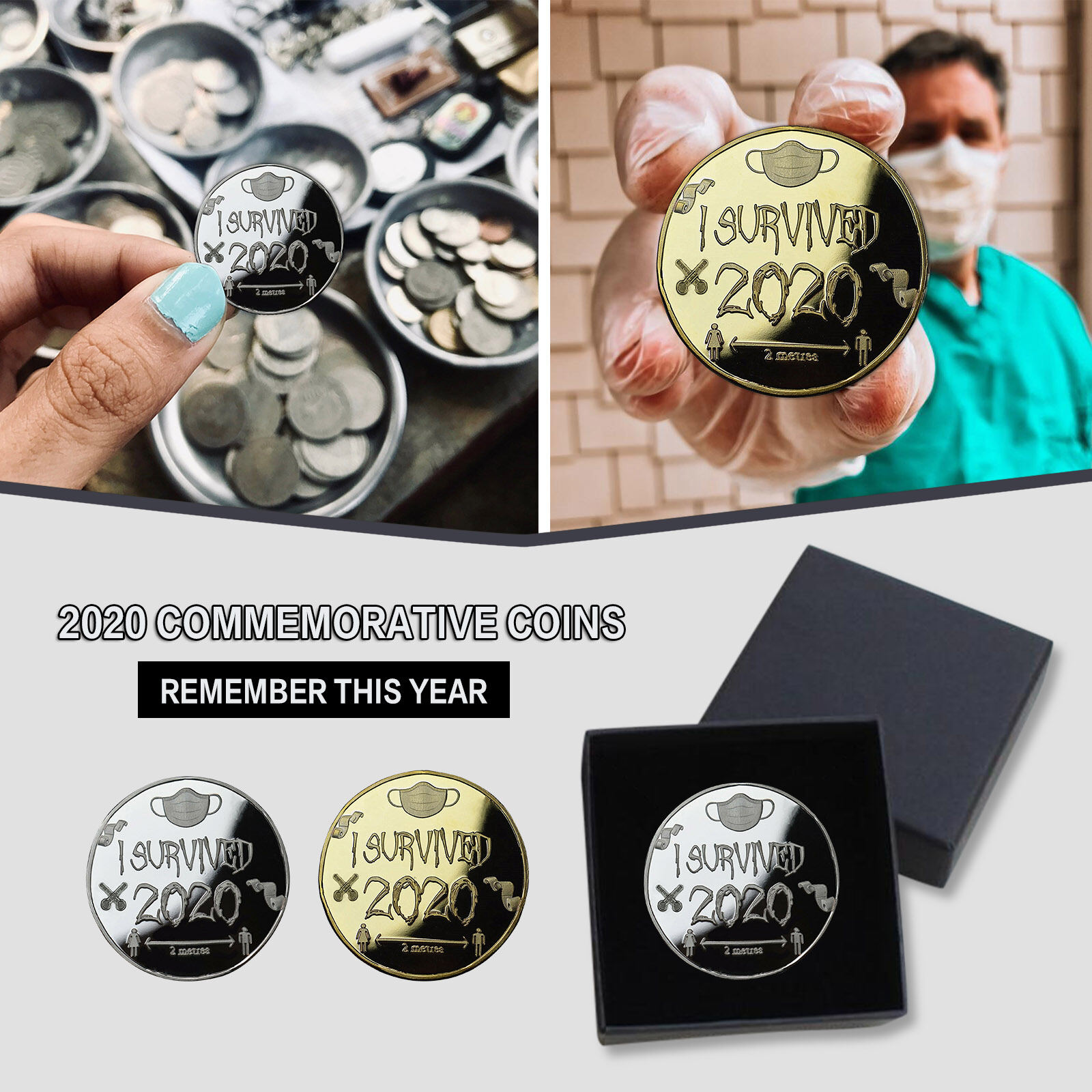 I SURVIVED 2020 MEDAL AND COMMEMORATIVE COLLECTORS US STOCK 