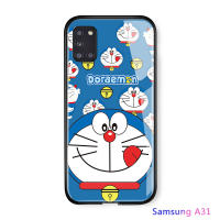 UCUC เคสโทรศัพท์เคสสำหรับ Samsung Galaxy A31 Samsung A31 แก้วโทรศัพท์มือถือกรณีหรูหราการ์ตูนเย็นแมวกรณีเคลือบเงากระจกกลับ Soft ขอบปกปลอก