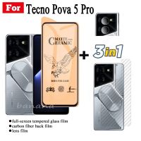 Tecno Pova 5 Pro กระจกนิรภัยสำหรับเซรามิก Tecno Pova 5 Pova 4 4 4 Pro 3 2 Pova Neo 3 Neo 2 3in1ป้องกันกระจกเลนส์กล้องนิรภัย