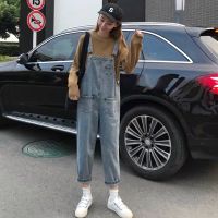 S-5XL ไซส์ใหญ่ ชุดเอี้ยมยีนส์สไตล์กางเกงขายาว Denim Jumpsuit Sling Jeans กางเกงเอี๊ยม