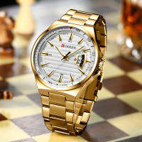 Man nd Luxury Watch Gold White Top nd CURREN Watches Stainless Steel Quartz Wristwatch Auto Date Clock Male Relogio