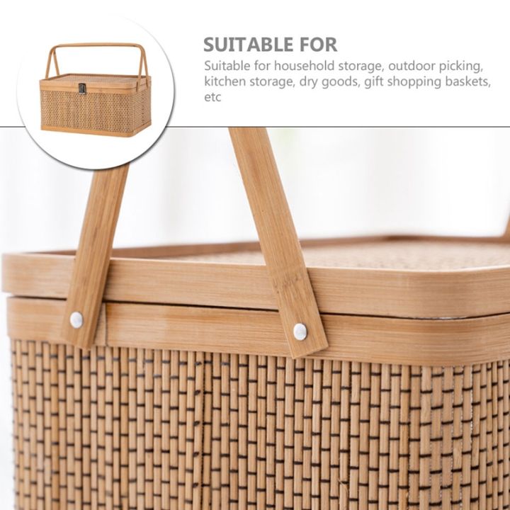 1-piece-woven-storage-baskets-lock-lids-woven-woodchip-basket-egg-basket-picnic-food-holder