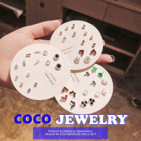 COCOJEWELRY เข็มเงิน S925เกาหลีรักมุกชุดต่างหูกระดุมเพชรสำหรับผู้หญิงสาวแฟชั่นหูอุปกรณ์เครื่องประดับ