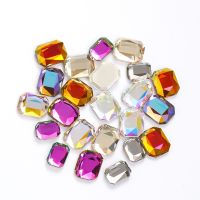 20pcs Rectangle Shape Glue On Nails Rhinestones Flatback Glass Strass Crystals Stones Nail Art Decoration Accessories