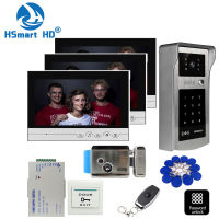 9inch 3 LCD Video door phone intercom system+Electric Bolt Lock+ID Inductive Card password Camera+Power Supply+Door Exit