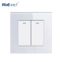 2 Gang Reset Wallpad Crystal Glass 110V-250V EU UK Standard Light 2 Gang Momentary Contact Curtain Reset Push Button Switch