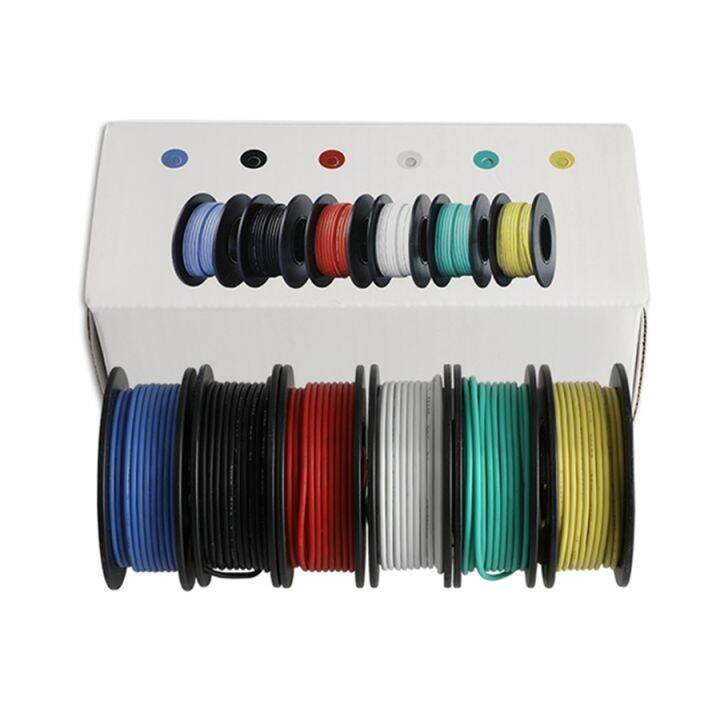 direct-sales-26awg-ลวดอ่อน6สีซิลิโคน300v-60-กระป๋อง36ม-ไปยังสายไฟ-ul3132ทองแดง150-วงจรไฟฟ้าและชิ้นส่วน