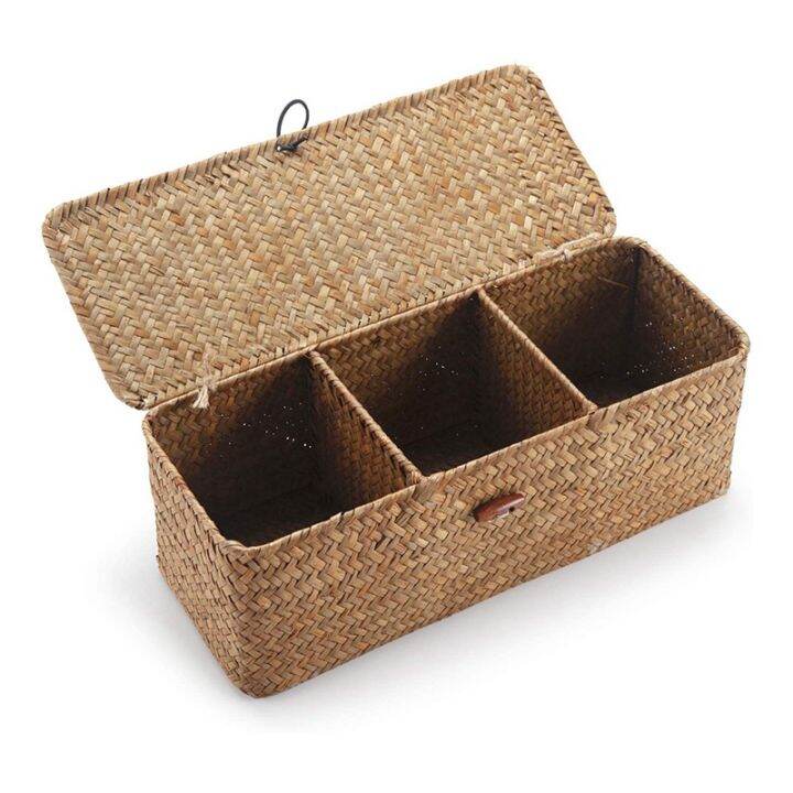 2pcs-storage-basket-hand-woven-creative-rice-table-coffee-table-storage-basket-with-lid