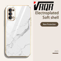 VRQR โทรศัพท์ OPPO Reno4 4G Reno5 5G Reno5 4G Find X3 Lite Reno5 K Reno6 Pro+ 5G A74 5G A54 5G เคสโทรศัพท์6DStraight Edge Plated Marbling Silicone Lrod คุณภาพสูงนิ่มหรูหราดีไซน์ใหม่ป้องกันใหม่