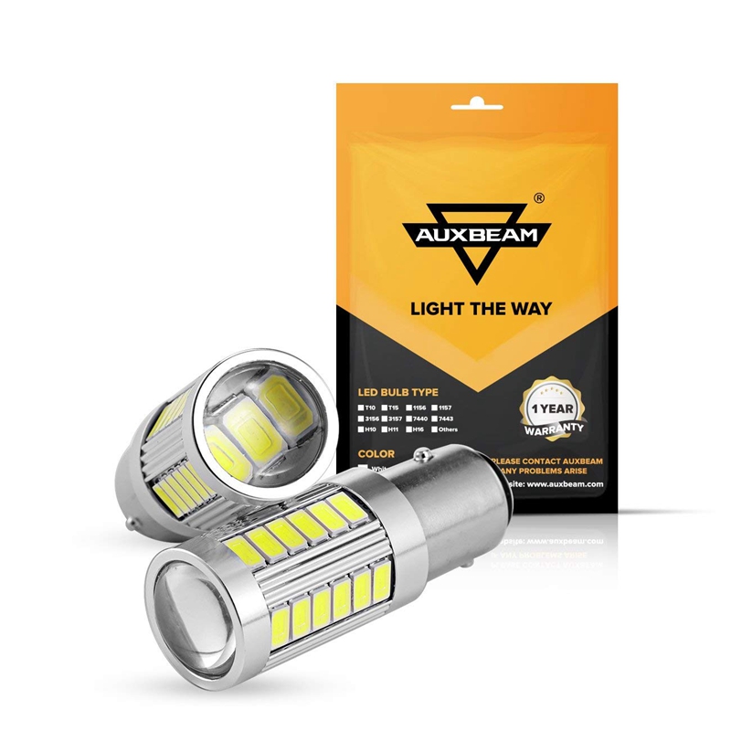 Turn Parking Reverse and Back up lights Set of 2 Xenon White Auxbeam Super Bright LED 1157 Led Light Bulb P21/5W BAY15D LED Bulbs with 33SMD 5730 Chipsets for Brake 