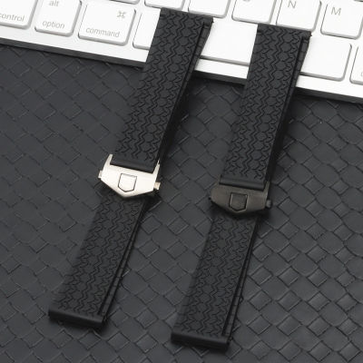 Silicone rubber Black watchband 22mm watch belt For TAG strap CARRER for Heuer band butterfly buckle DRIVE TIMER