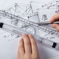 30cm Multi-purpose Angle Parallel Scroll Rolling Balance Scale Ruler Template For Art Design Architect Draft Drawing Measuring Rulers  Stencils