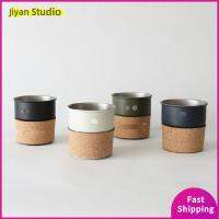 JIYAN2866 สีหลัก ปลอกถ้วยกาแฟเย็น คอร์กไม้ก๊อก เครื่องหนังแท้ แขนถ้วยพับได้ ง่ายๆ นุ่มนุ่มๆ แขนถ้วยหนัง บ้านในบ้าน