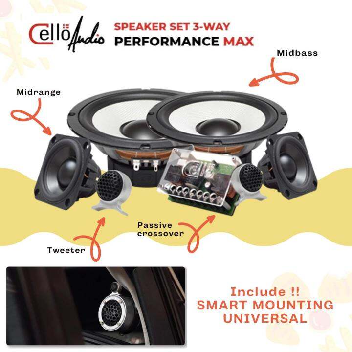 Speaker Split Way Cello Performance Max Component Set Midrange Midbass Tweeter Pilar Mobil