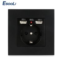 Eesooli Pc 2.1a พอร์ตที่ชาร์จ Usb คู่16a รัสเซียสเปนเบ้าติดผนังเต้าเสียบสายไฟในสหภาพยุโรปเบ้าติดผนังแผงพลาสติก