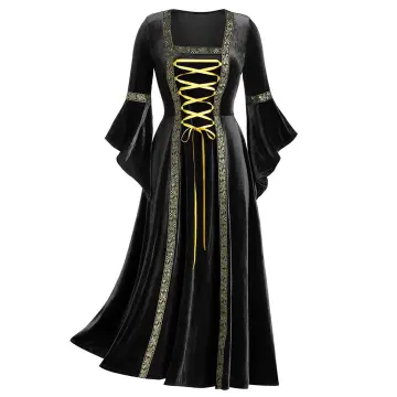 Woman Gothic Style Summer Knee Length Dress Party Cosplay Costume