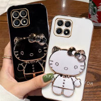 Phone Case เคส Honor X6a X8a 4G 5G Honor X5 Plus สีลูกกวาดน่ารักตัวยึดกระจกเคสโทรศัพท์ฝาครอบป้องกันเลนส์แบบนิ่มพร้อมฟังก์ชั่นการดูดด้วยแม่เหล็ก2023