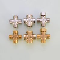 Brass/Plated Pipe Fitting 4 Way Connector Cross 1/2＂3/4＂Male Female Thread Copper Barbed Coupler Adapter Coupling Union