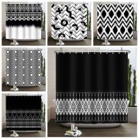 Boho Geometric Shower Curtain Farmhouse Modern Black and White Bathroom Decor Nordic Bohemian Bath Curtains for Hotel Bathtub