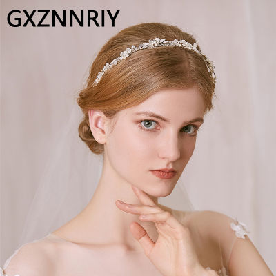 Handmade Bridal Wedding Hair Accessories Pearl Crystal Headband for Women Hair Jewelry Silver Color Hairbands Bridesmaid Gift