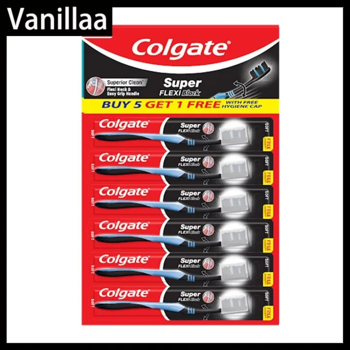 Vanillaa Colgate Super Flexi Black Hanging Mat Toothbrush Pack of 6 ...