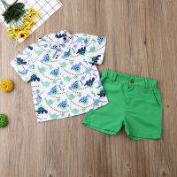 【Forever CY Baby】Baby Boy S Summer Clothes Sets Animal Print Shirts Top + Solid Color Shorts Outfits